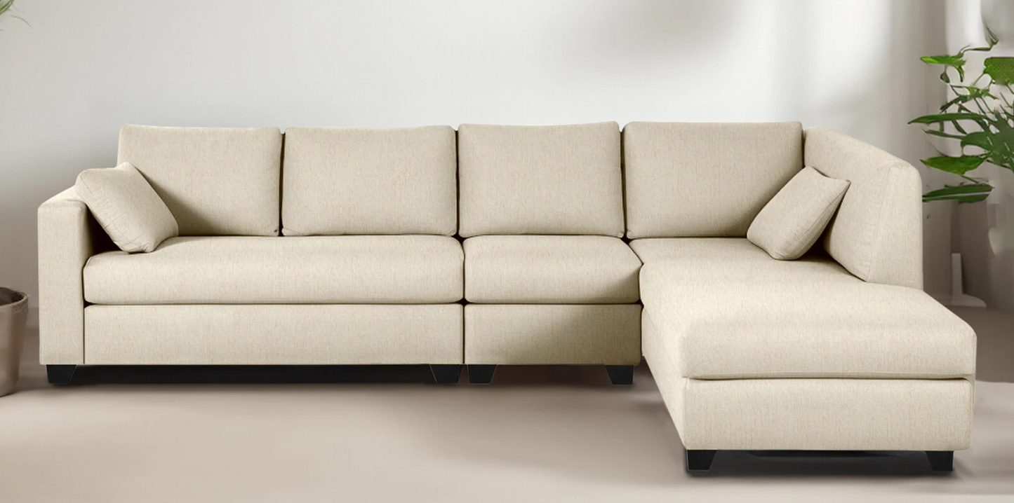 Macfern Fabric RHS Sectional Sofa (3+ Lounger) In Creamy Cashmere Colour