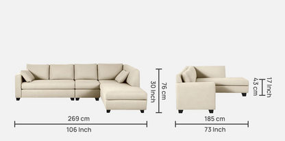 Macfern Fabric RHS Sectional Sofa (3+ Lounger) In Creamy Cashmere Colour