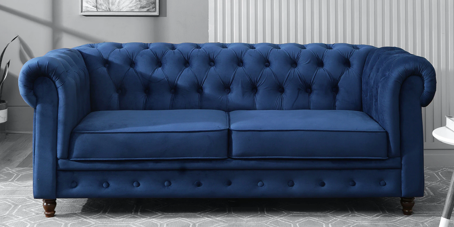 Macfern Cheshire Velvet 3 Seater Sofa In Royal Blue Colour