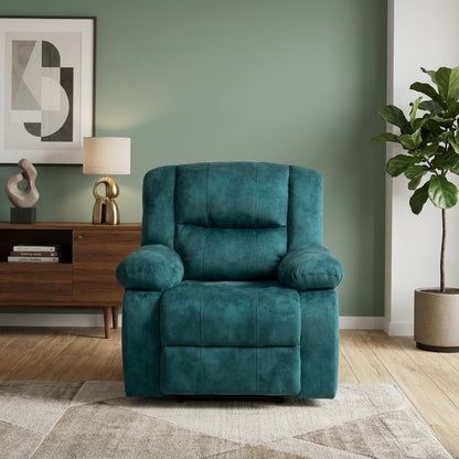 PLUSH TEAL SUEDE RECLINER