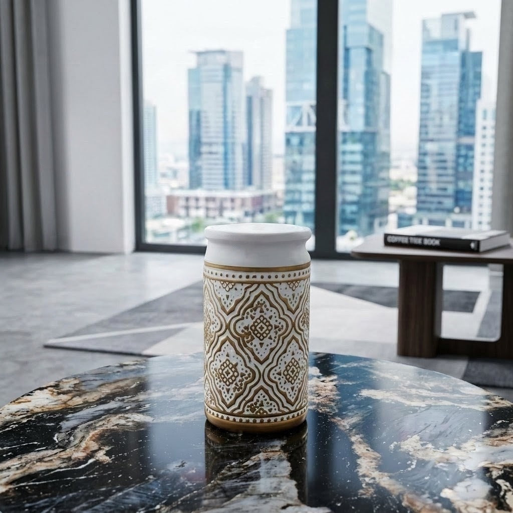 CERAMIC VASE GOLD& WHITE