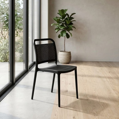 Metro Latticed Matte Black Dining Chair (353-VISITORS CHAIR )