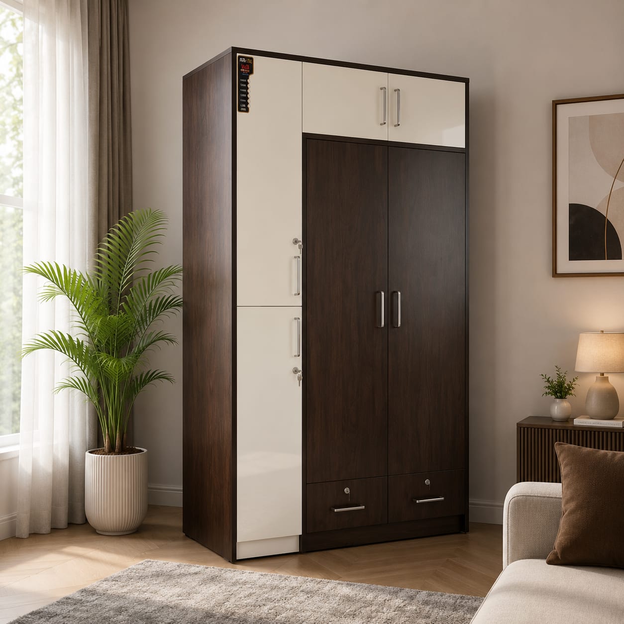 DOOR WARDROBE WITH STORAGE CABINET