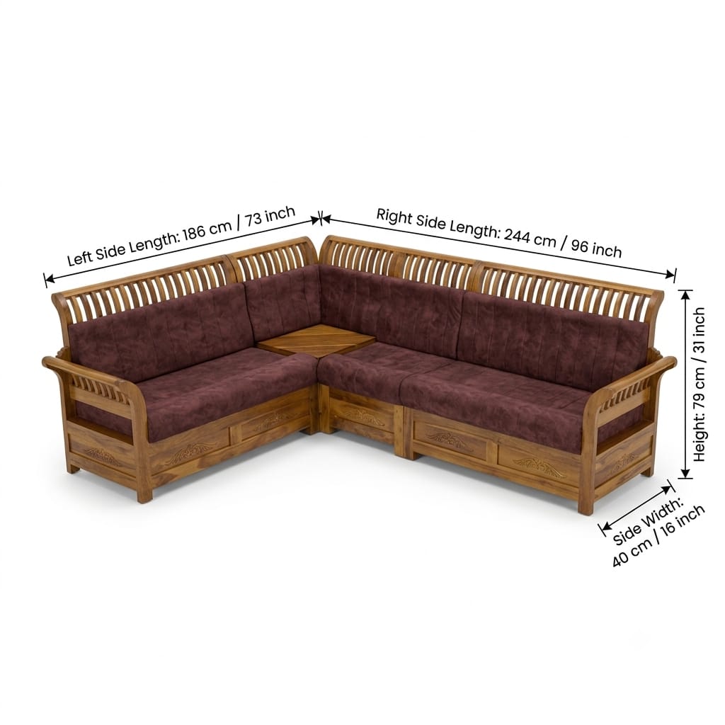 RoyalSlatt Solid Wood Corner Sectional (ORCHID SOFA)