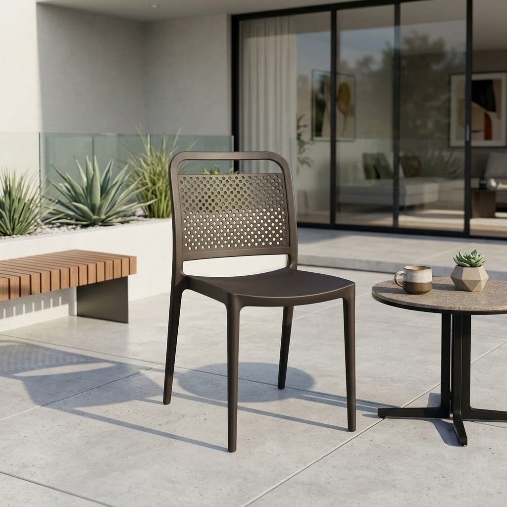 Metro Latticed Matte Black Dining Chair (353-VISITORS CHAIR )